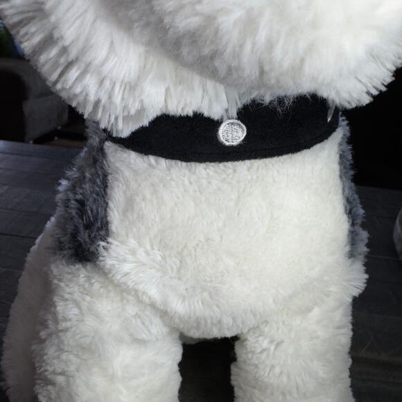 LINZY Toys Husky Puppy Dog Plush Stuffed Animal Black White Collar 15" - Picture 3 of 8